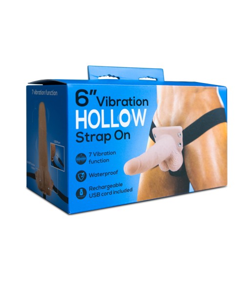 Hollow Vibrating Strap on aufladbarer Penis Überzieher Hautfarben