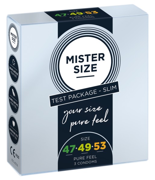 Mister Size 3 Kondome je 1x 47mm 49mm 53mm Testbox