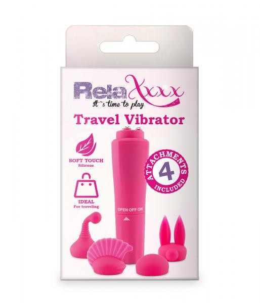 RelaXxxx Travel Vibrator Massager pink 4 Aufsätze