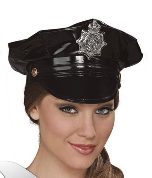 Police Cap Wet Look Schwarz