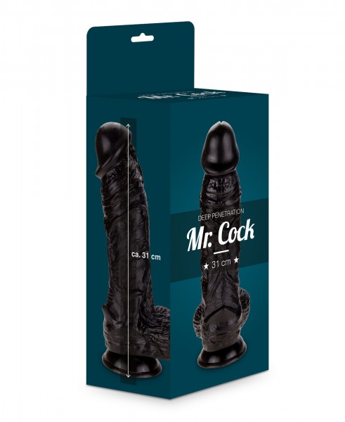 Mr. Cock XXL Dildo 31 cm Schwarz mit starkem Saugfuss