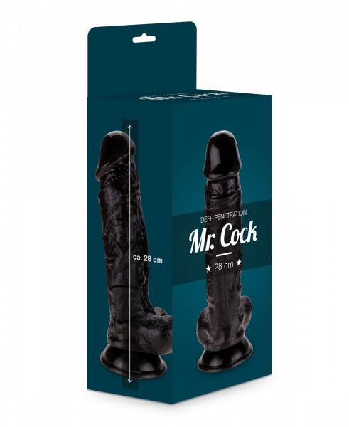 Mr. Cock XXL Dildo 28cm mit starkem Saugfuß schwarz
